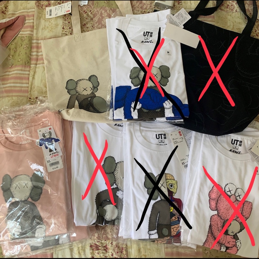 Kaws x Uniqlo Shirts and Tote Bag